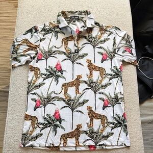 Bad Birdie Leopard and Tropical Bird Polo - Multicolor